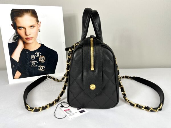 Chanel 25A Black Caviar Small CC Travel Bag