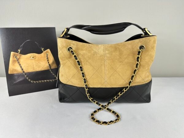 Chanel 25A Beige Suede Small Hobo Bag
