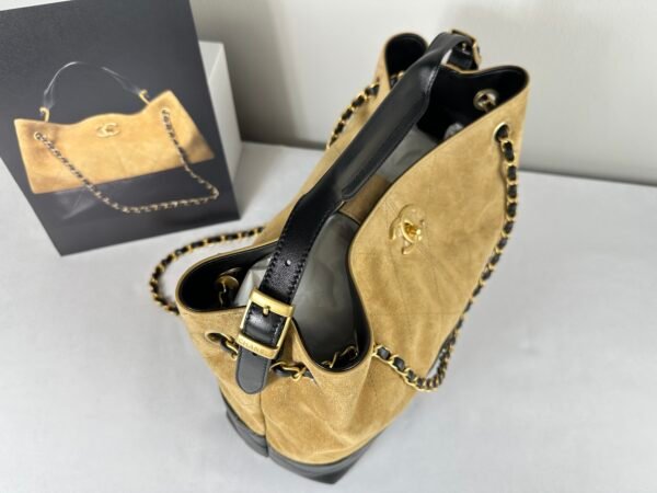 Chanel 25A Beige Suede Small Hobo Bag