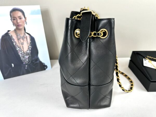 Chanel 25A Black Calfskin Small Shopping Tote