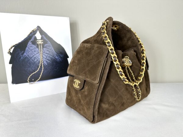 Chanel 25K Dark Brown Suede Small Size 25 Hobo Bag