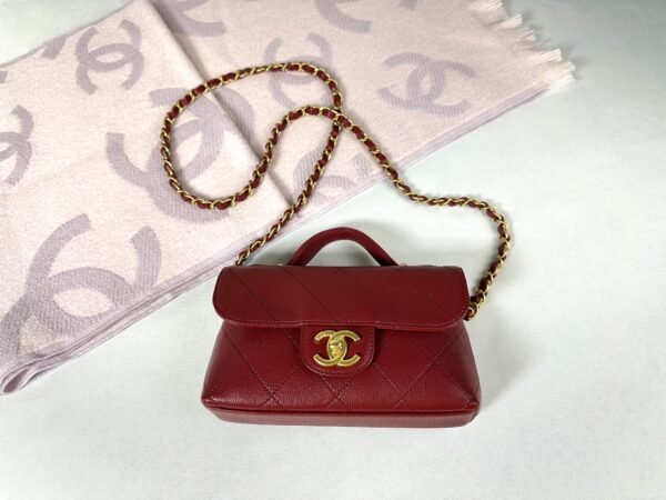 Chanel 25K Burgundy Caviar Top Handle Flap Bag