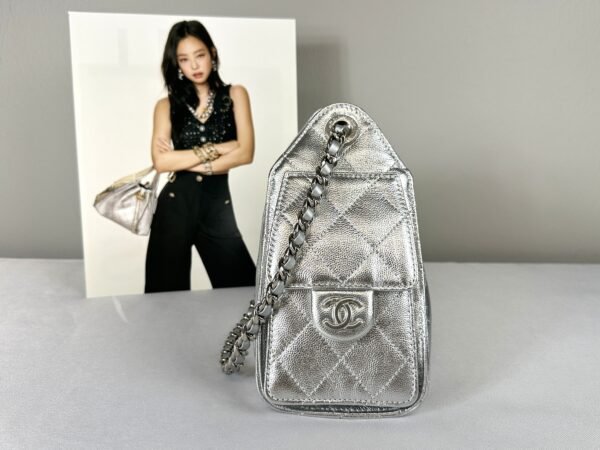 Chanel 26C Silver Caviar Mini 25 with Ruthenium Hardware