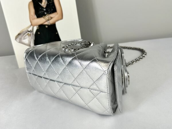 Chanel 26C Silver Caviar Mini 25 with Ruthenium Hardware