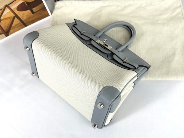 Hermès Gris Pantin Birkin 25 Canvas with Palladium Hardware