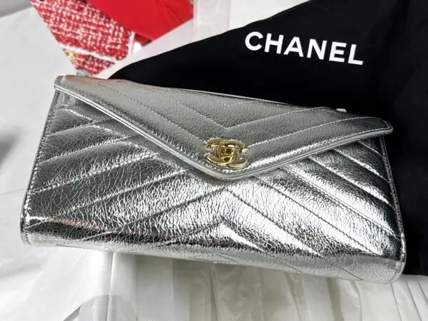 Chanel 26X Christmas Collection Silver Clutch