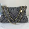 Chanel 25K Black Denim Maxi Hobo Bag