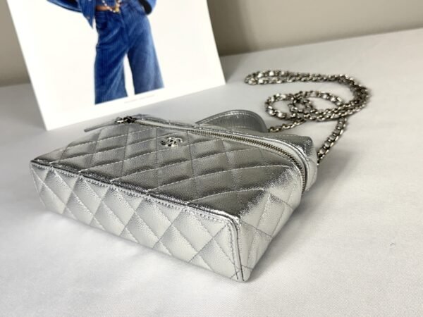 Chanel 26P Silver Caviar Slim Vanity