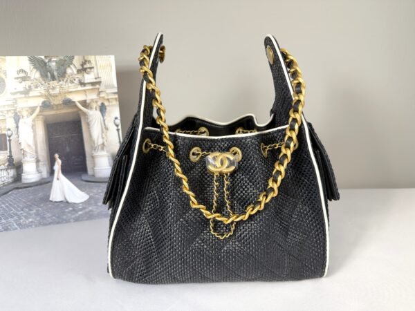 Chanel 26P Black Raffia Small 25 Bag