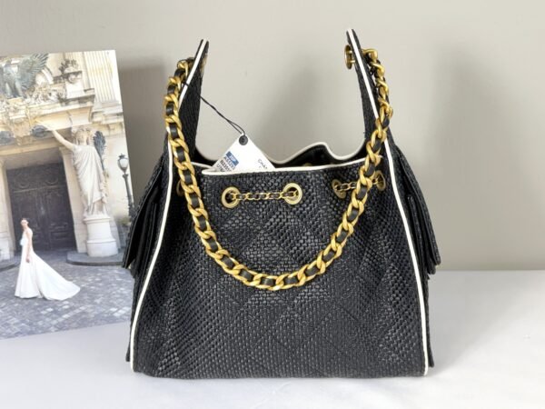 Chanel 26P Black Raffia Small 25 Bag