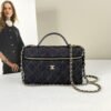Chanel 26P Dark Blue Denim Slim Vanity with Light Gold Hardware