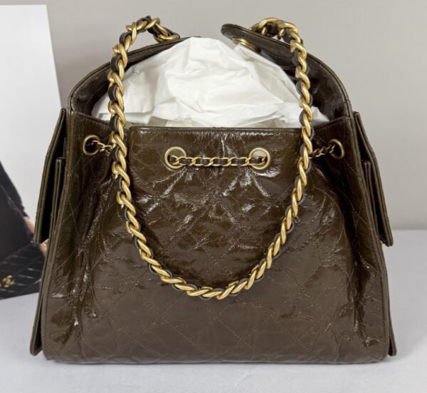 Chanel 26P Crumpled Khaki Calfskin Small 25