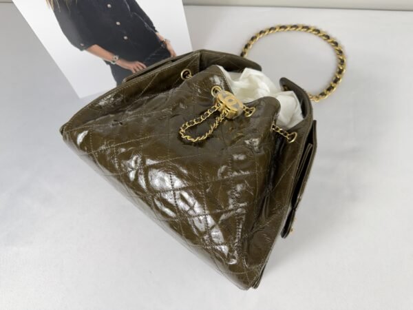 Chanel 26P Crumpled Khaki Calfskin Small 25