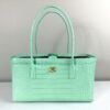Chanel 26S Green Croc Print Shopping Tote