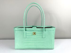 IMG_1215 Chanel 26S Green Croc Print Shopping Tote