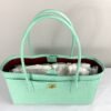 Chanel 26S Green Croc Print Shopping Tote