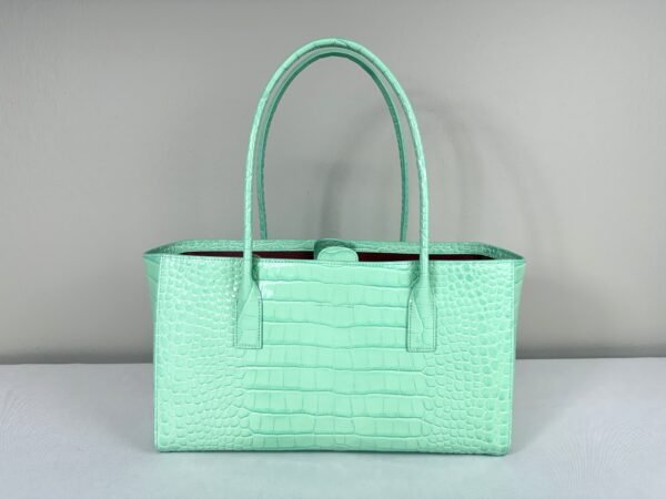 Chanel 26S Green Croc Print Shopping Tote