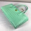 Chanel 26S Green Croc Print Shopping Tote