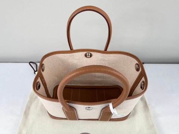 Hermes Canvas Mini Garden Party with Gold Togo leather
