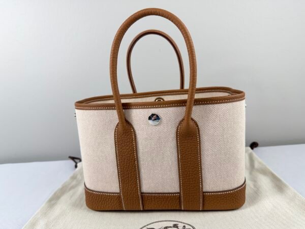 Hermes Canvas Mini Garden Party with Gold Togo leather