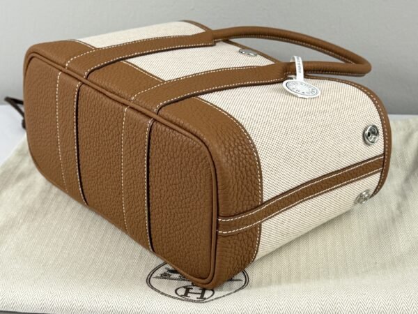 Hermes Canvas Mini Garden Party with Gold Togo leather