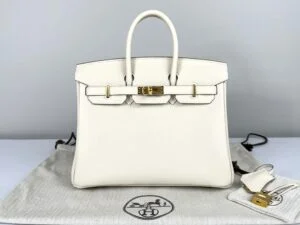 Hermès Craie Togo Leather Birkin 25 with Gold Hardware.