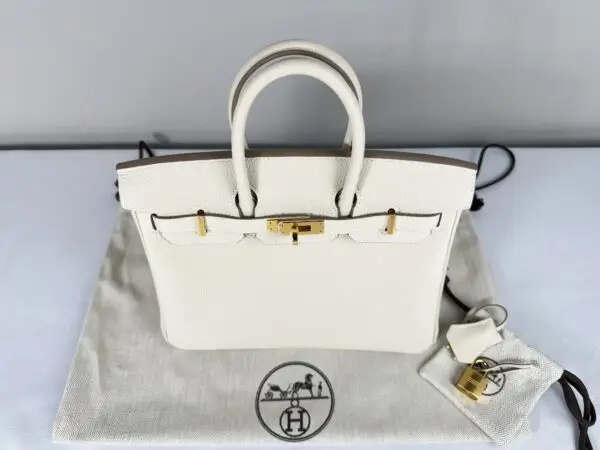 Hermès Craie Togo Leather Birkin 25 with Gold Hardware.