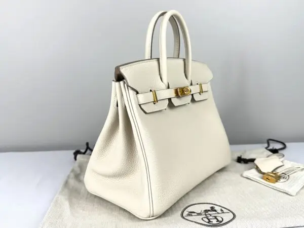 Hermès Craie Togo Leather Birkin 25 with Gold Hardware.