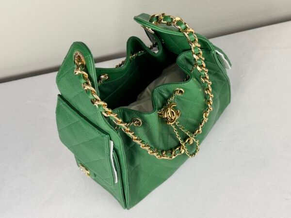 Chanel 26A Green Caviar Small 25 Hobo Bag with Shiny Gold Hardware