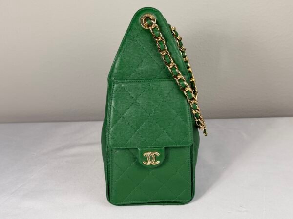Chanel 26A Green Caviar Small 25 Hobo Bag with Shiny Gold Hardware