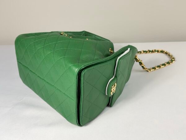 Chanel 26A Green Caviar Small 25 Hobo Bag with Shiny Gold Hardware