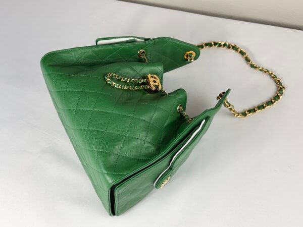 Chanel 26A Green Caviar Small 25 Hobo Bag with Shiny Gold Hardware