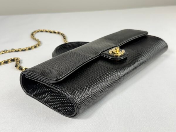 Chanel 26A Black Lizard Print East West Clutch