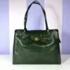 Chanel 26A Emerald Green Croc Embossed Shopping Tote
