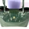 Chanel 26A Emerald Green Croc Embossed Shopping Tote