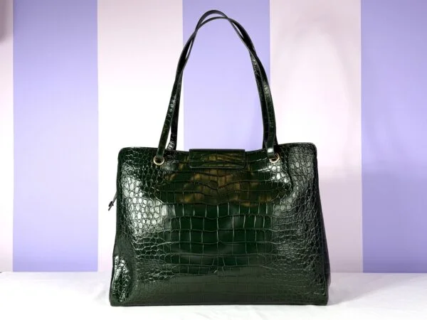 Chanel 26A Emerald Green Croc Embossed Shopping Tote