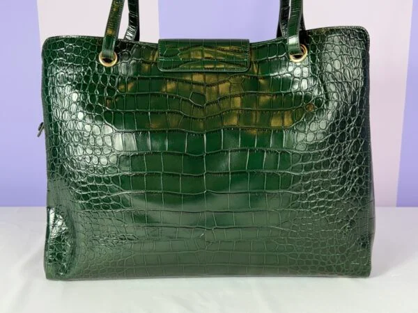 Chanel 26A Emerald Green Croc Embossed Shopping Tote