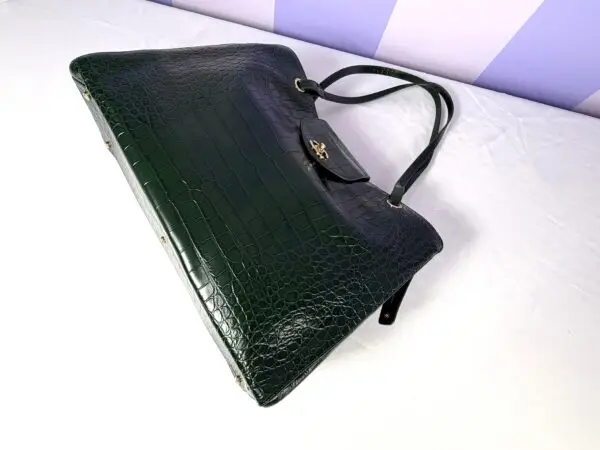 Chanel 26A Emerald Green Croc Embossed Shopping Tote