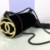 Chanel 26A Black Velvet Tassel Clutch