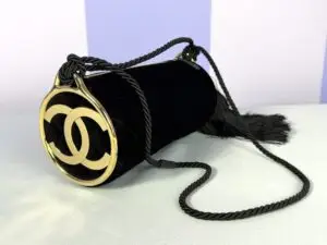 IMG_3083 Chanel 26A Black Velvet Tassel Clutch