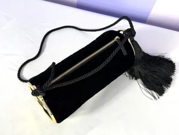Chanel 26A Black Velvet Tassel Clutch