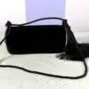 Chanel 26A Black Velvet Tassel Clutch