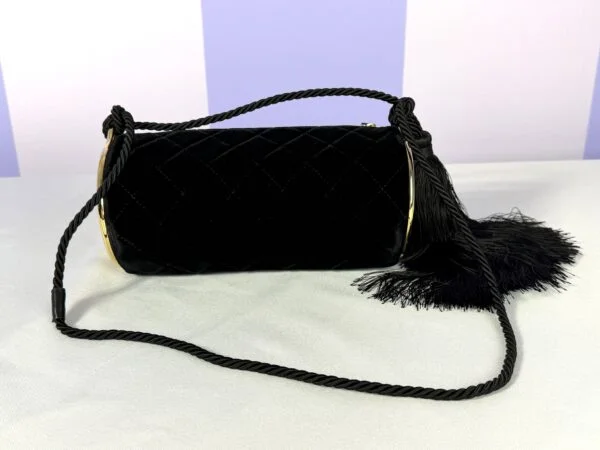 Chanel 26A Black Velvet Tassel Clutch