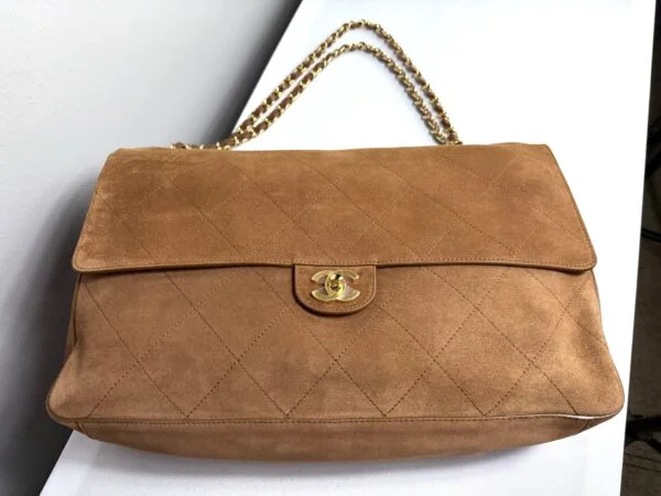 Chanel 26A Camel Suede Souplissimo Maxi Flap （Size : 16" x 10" x 5")