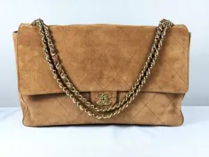 IMG_3153 Chanel 26A Camel Suede Souplissimo Maxi Flap (Size : 16" x 10" x 5")