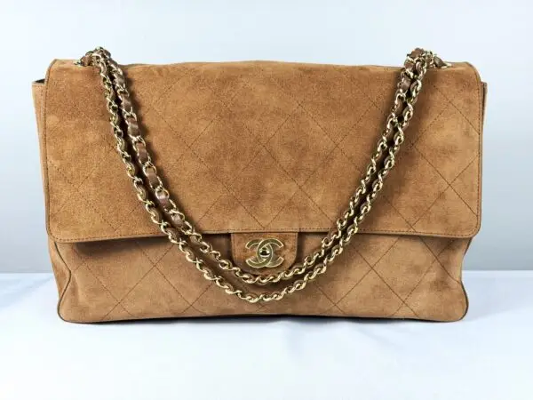 Chanel 26A Camel Suede Souplissimo Maxi Flap （Size : 16" x 10" x 5")