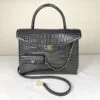 Chanel 26A Dark Grey Croc Embossed Fifth Avenue Tote