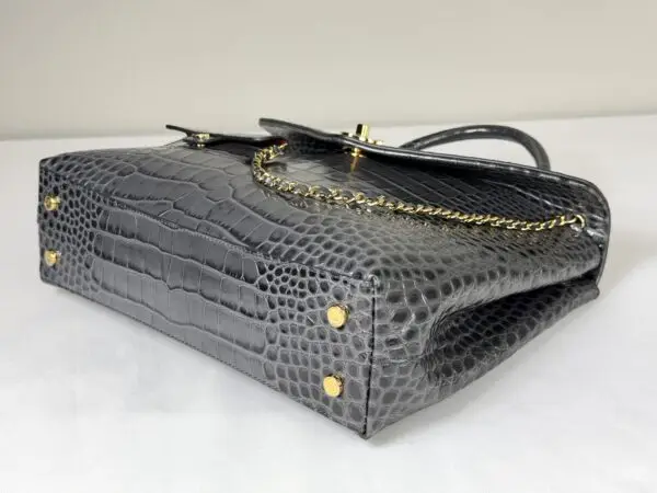 Chanel 26A Dark Grey Croc Embossed Fifth Avenue Tote