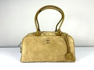 IMG_3574 Chanel 26B Beige Suede Large Bowling Bag
