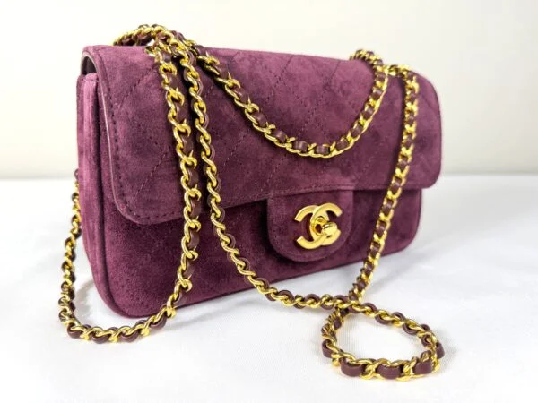 Chanel 26B Burgundy Suede Souplissimo Rectangular Mini